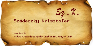 Szádeczky Krisztofer névjegykártya
